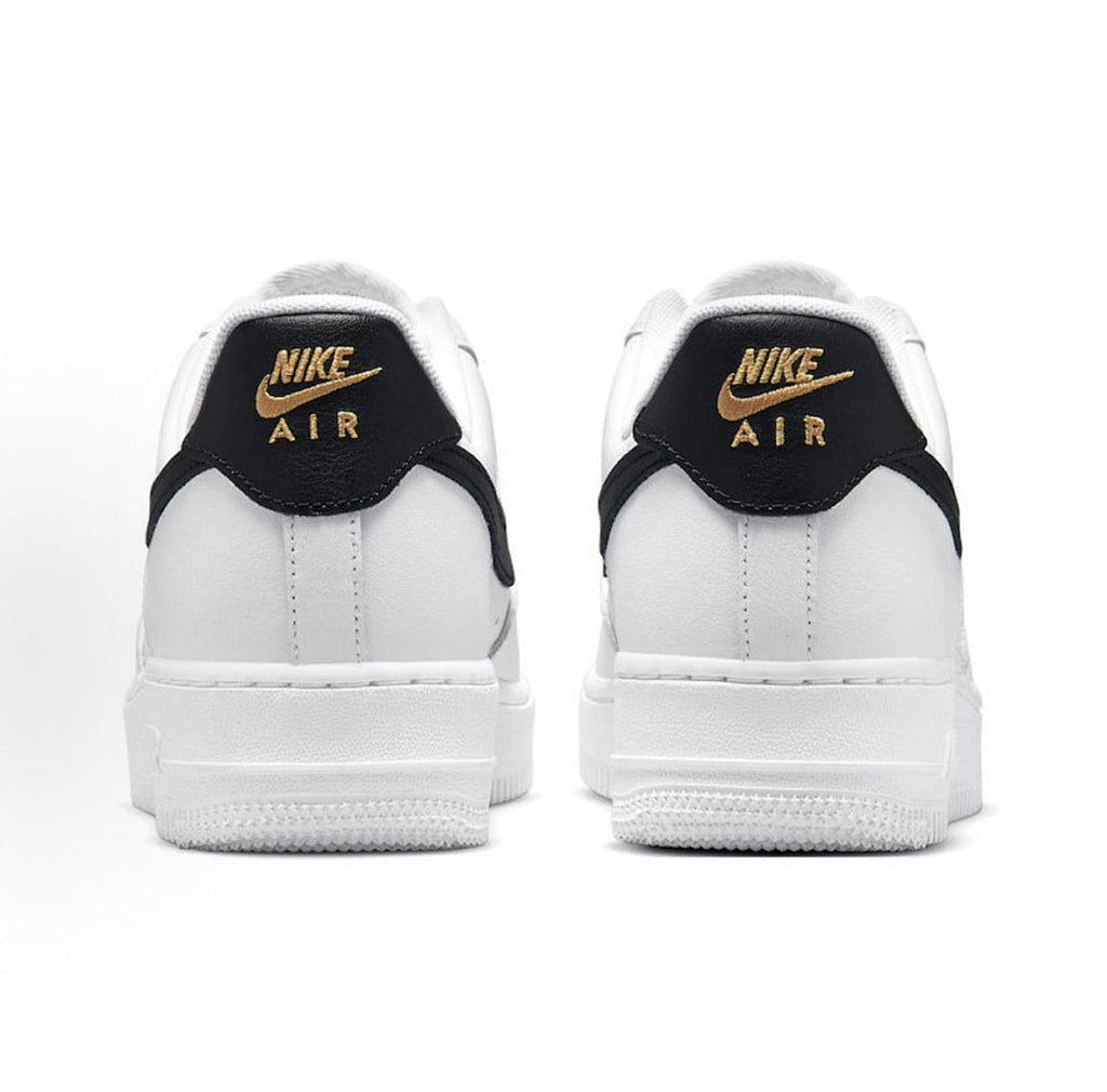 Nike Air Force 1 White Black Metallic Gold Sneakers